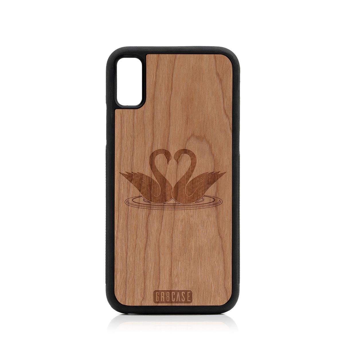 Swans Design Wood Case For iPhone XR