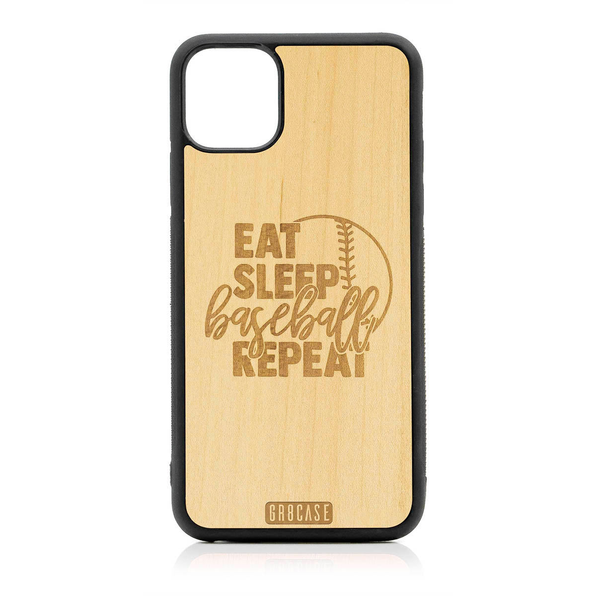Eat Sleep Baseball Repeat Design Wood Case For iPhone 11 Pro Max