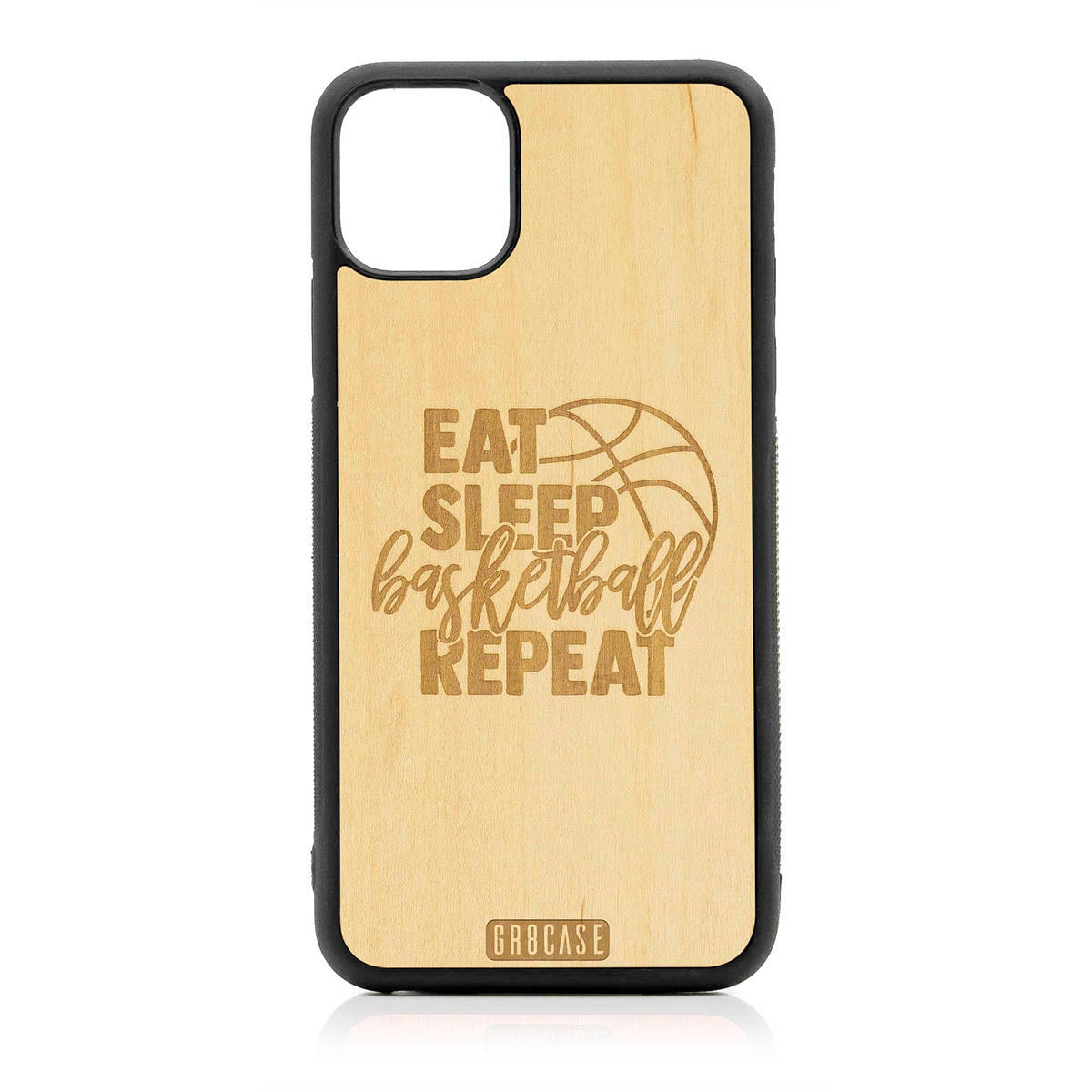 Eat Sleep Basketball Repeat Design Wood Case For iPhone 11 Pro Max