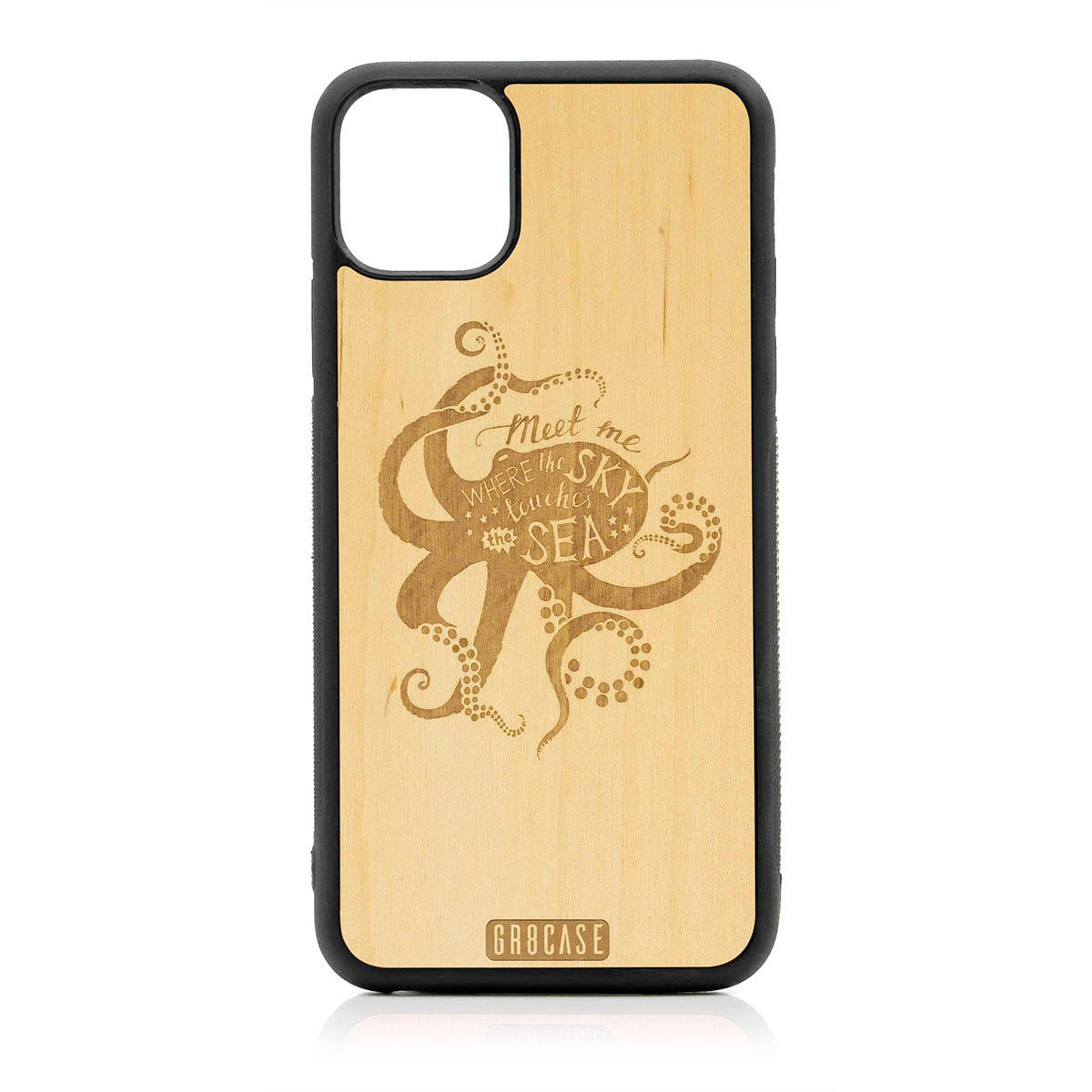 Meet Me Where The Sky Touches The Sea (Octopus) Design Wood Case For iPhone 11 Pro Max