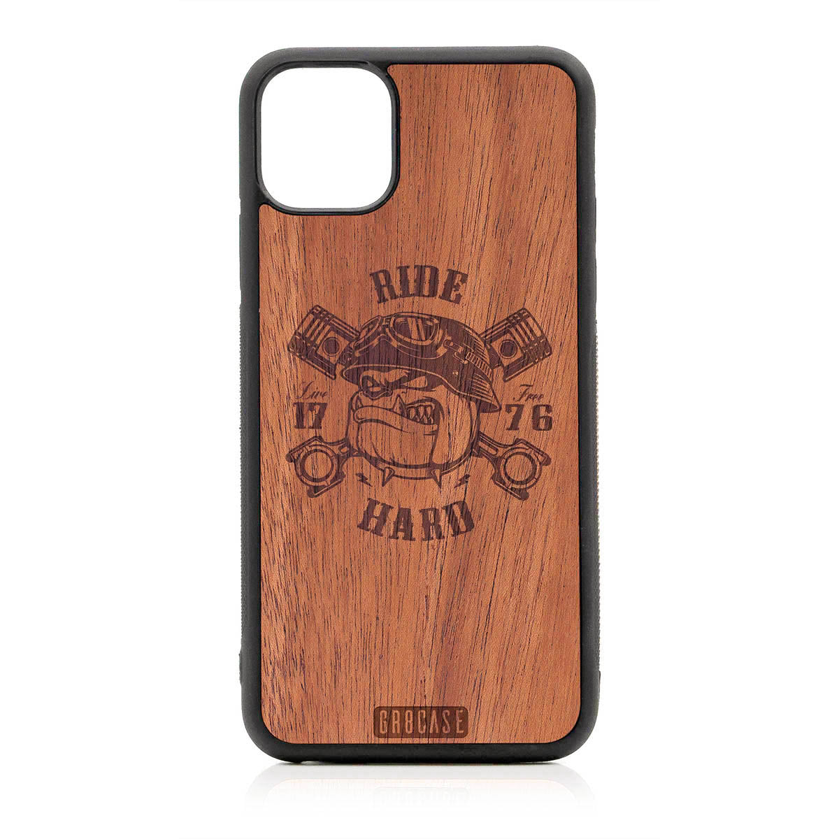 Ride Hard Live Free (Biker Dog) Design Wood Case For iPhone 11 Pro Max by GR8CASE