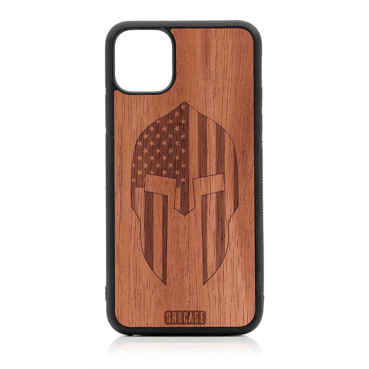 USA Spartan Helmet Design Wood Case For iPhone 11 Pro Max