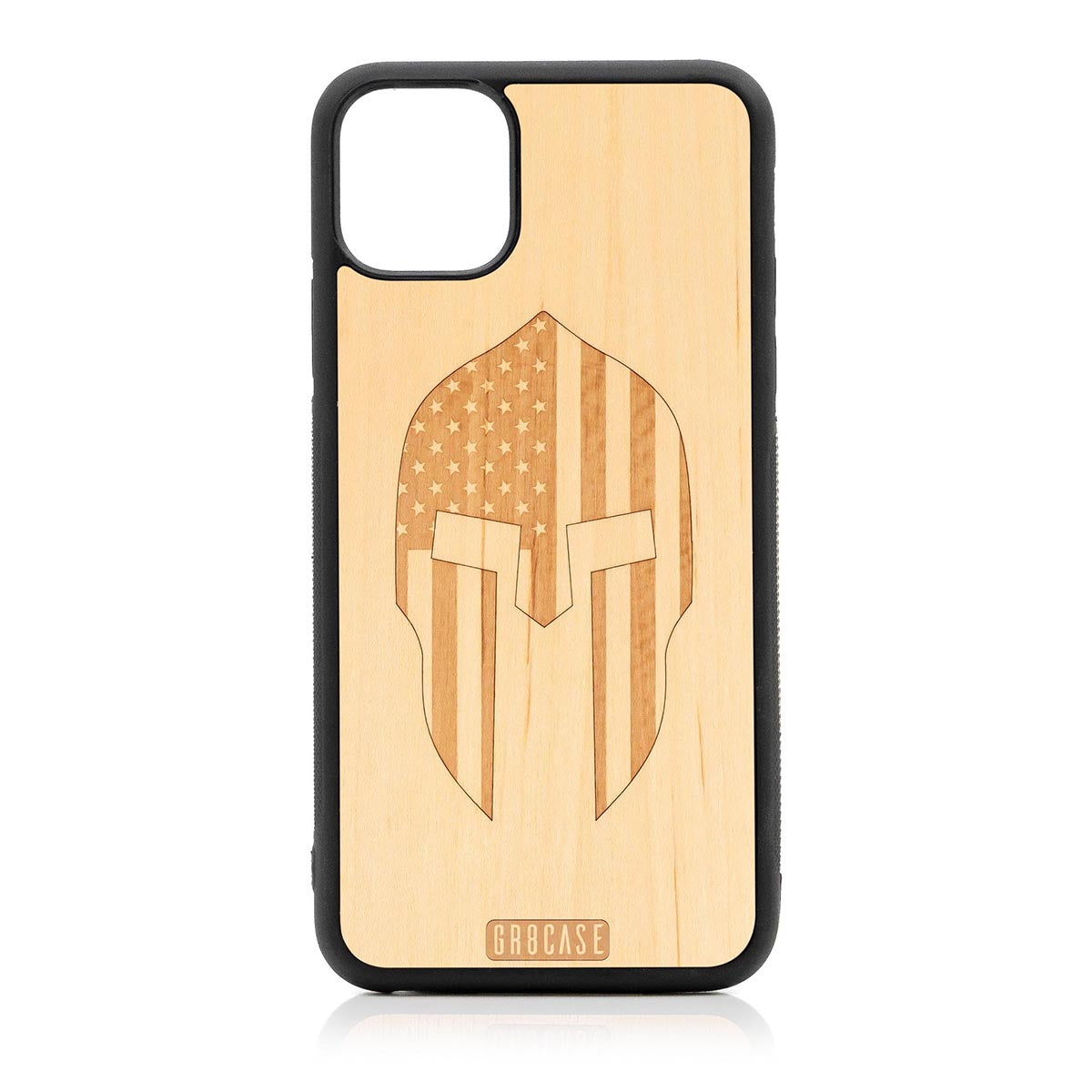 USA Spartan Helmet Design Wood Case For iPhone 11 Pro Max