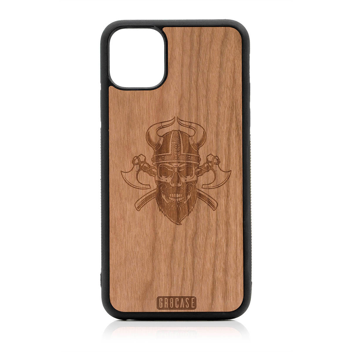 Viking Skull Design Wood Case For iPhone 11 Pro Max