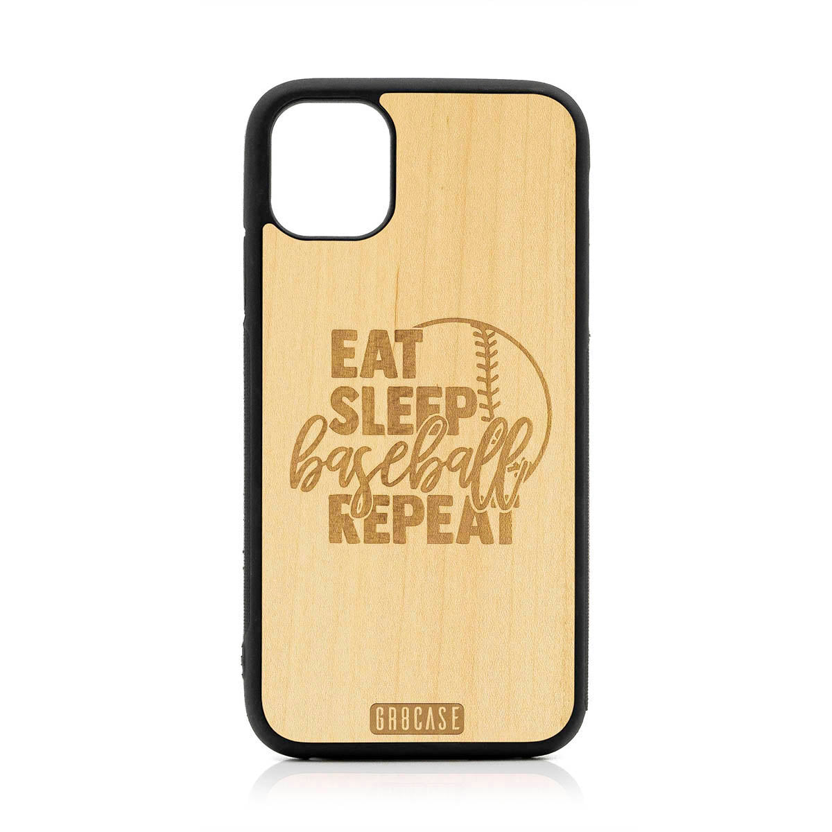 Eat Sleep Baseball Repeat Design Wood Case For iPhone 11 Pro