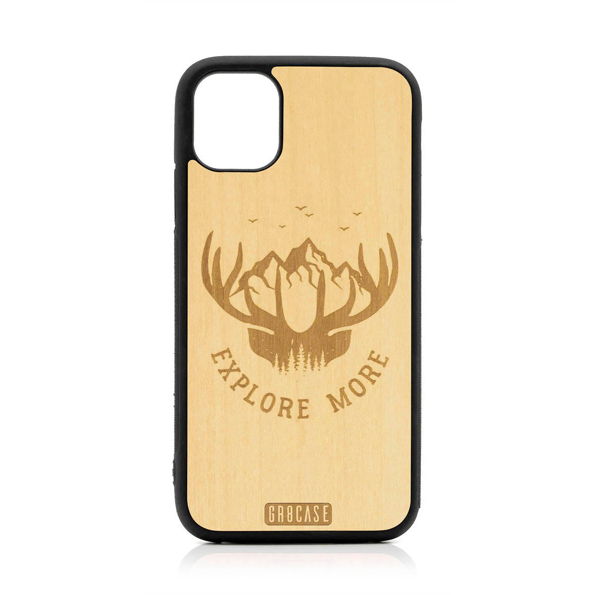 Explore More (Forest, Mountains &amp; Antlers) Design Wood Case For iPhone 11 by GR8CASE
