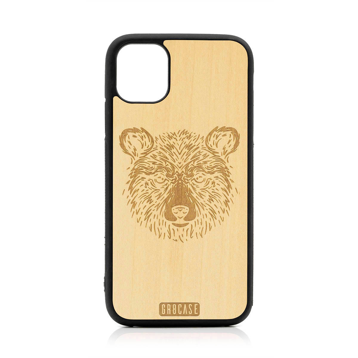 Furry Bear Design Wood Case For iPhone 11