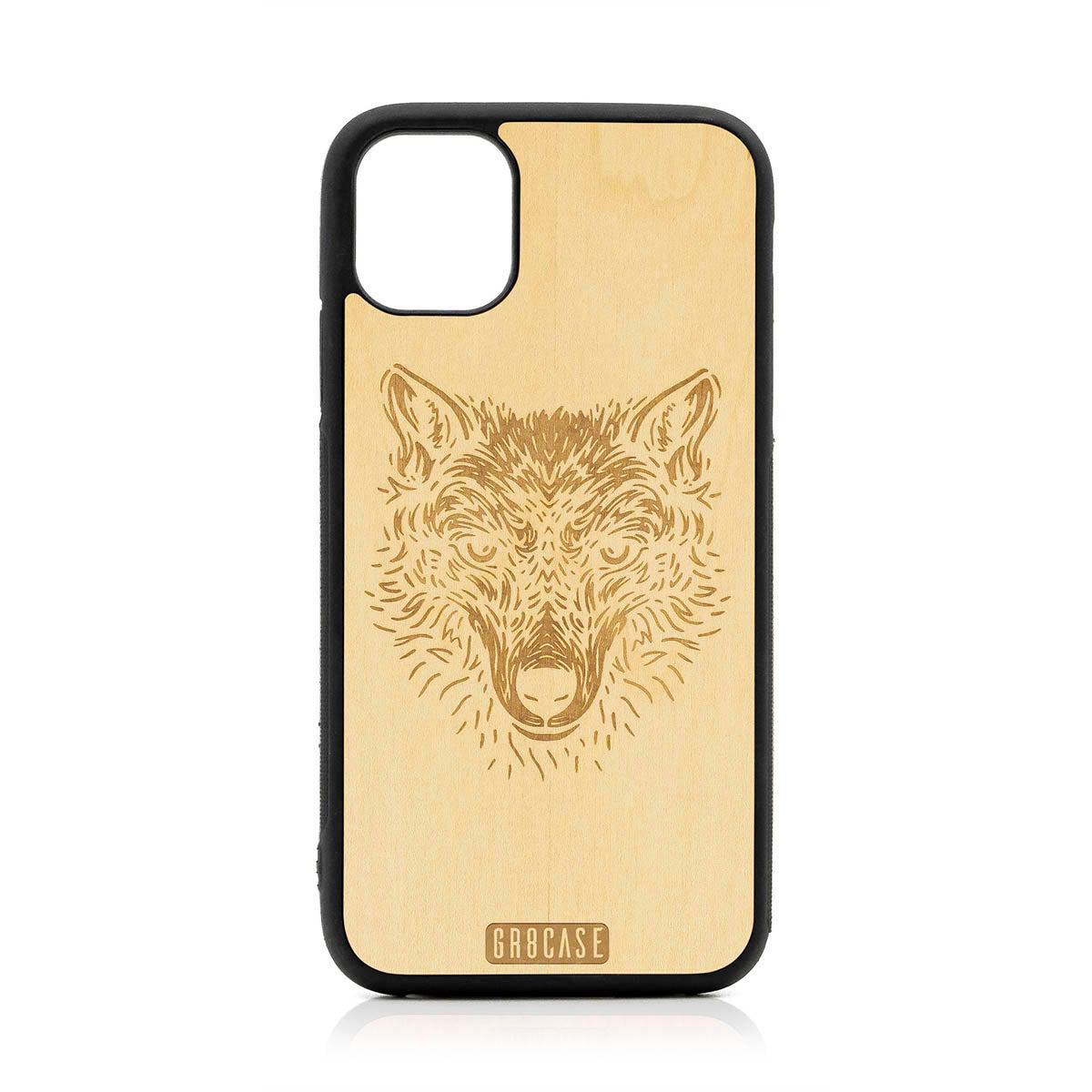 Furry Wolf Design Wood Case For iPhone 11