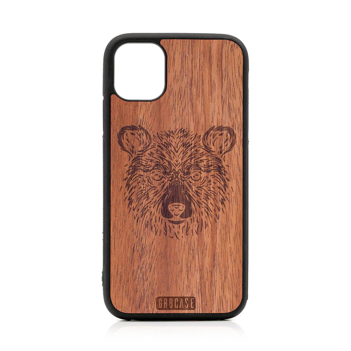 Furry Bear Design Wood Case For iPhone 11