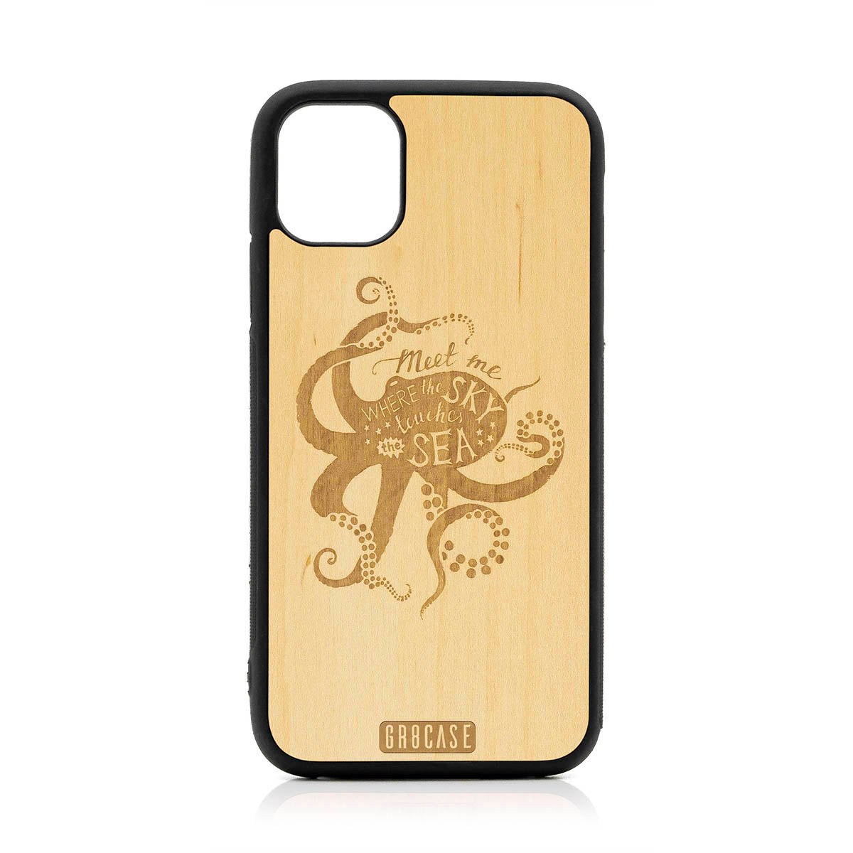 Meet Me Where The Sky Touches The Sea (Octopus) Design Wood Case For iPhone 11