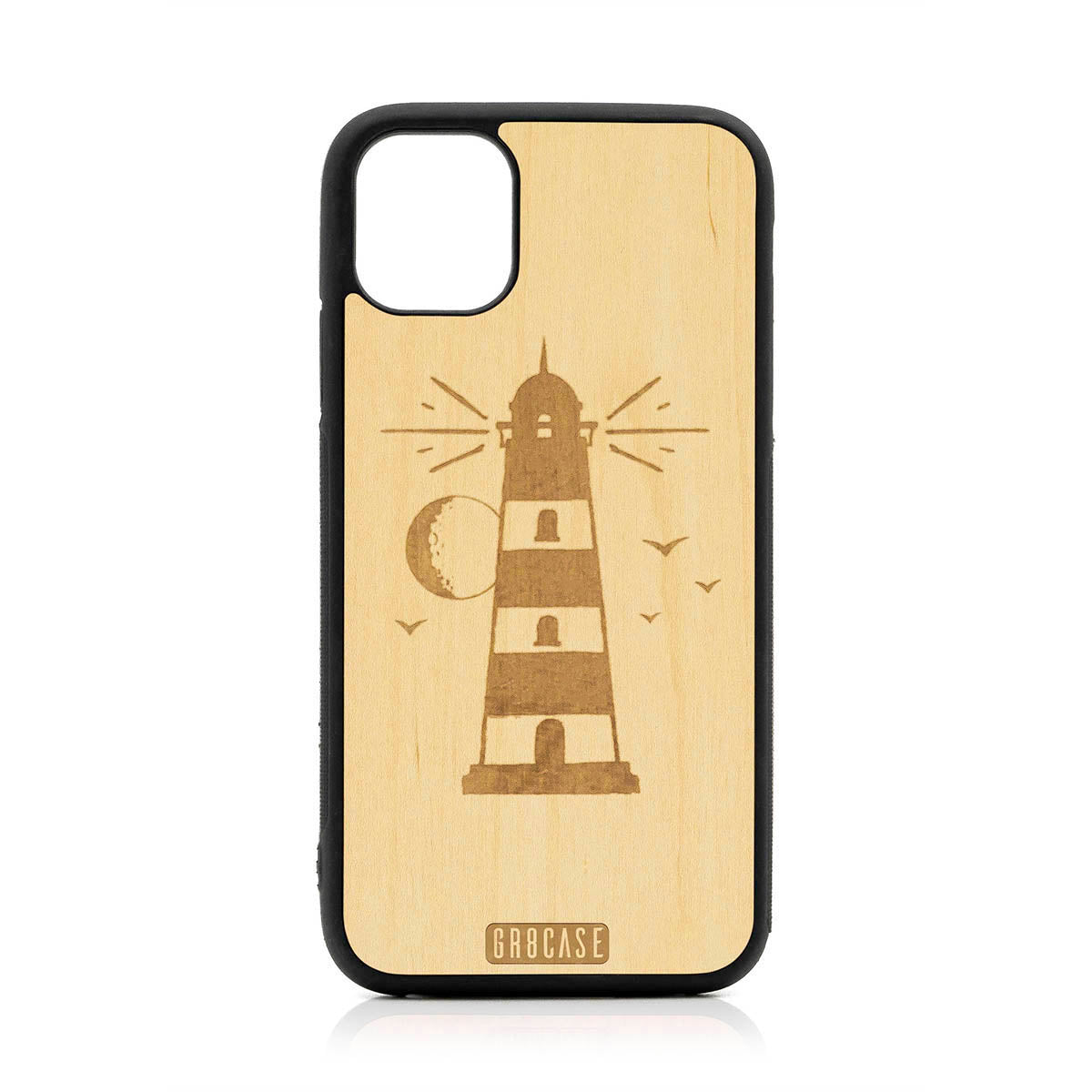 Midnight Lighthouse Design Wood Case For iPhone 11