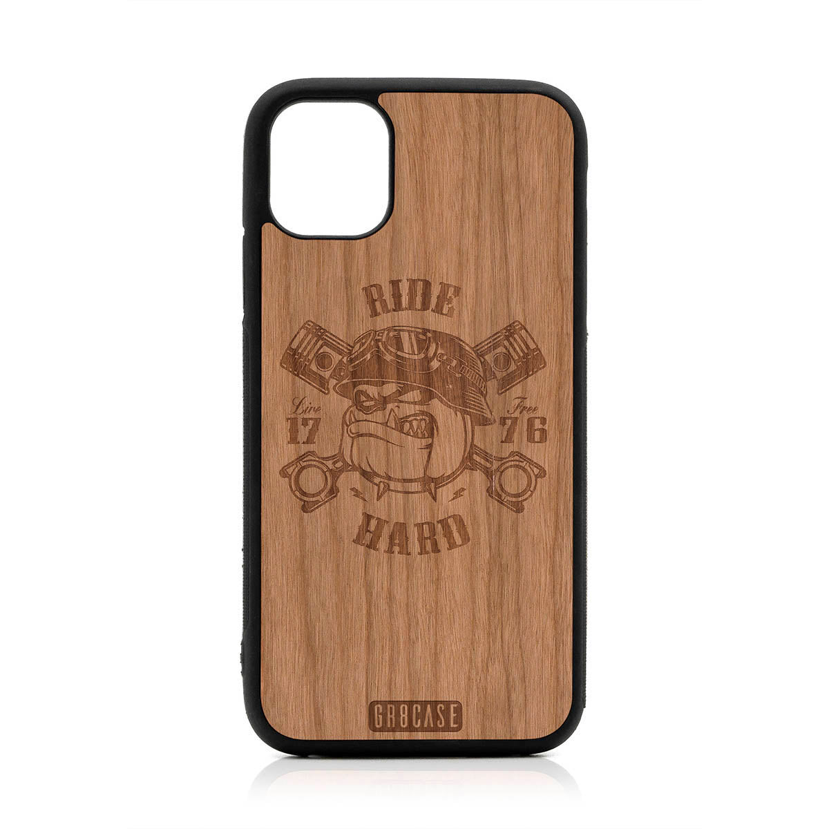 Ride Hard Live Free (Biker Dog) Design Wood Case For iPhone 11 by GR8CASE