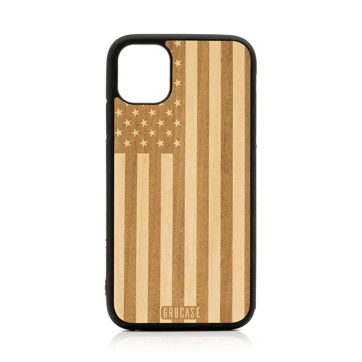 USA Flag Design Wood Case For iPhone 11