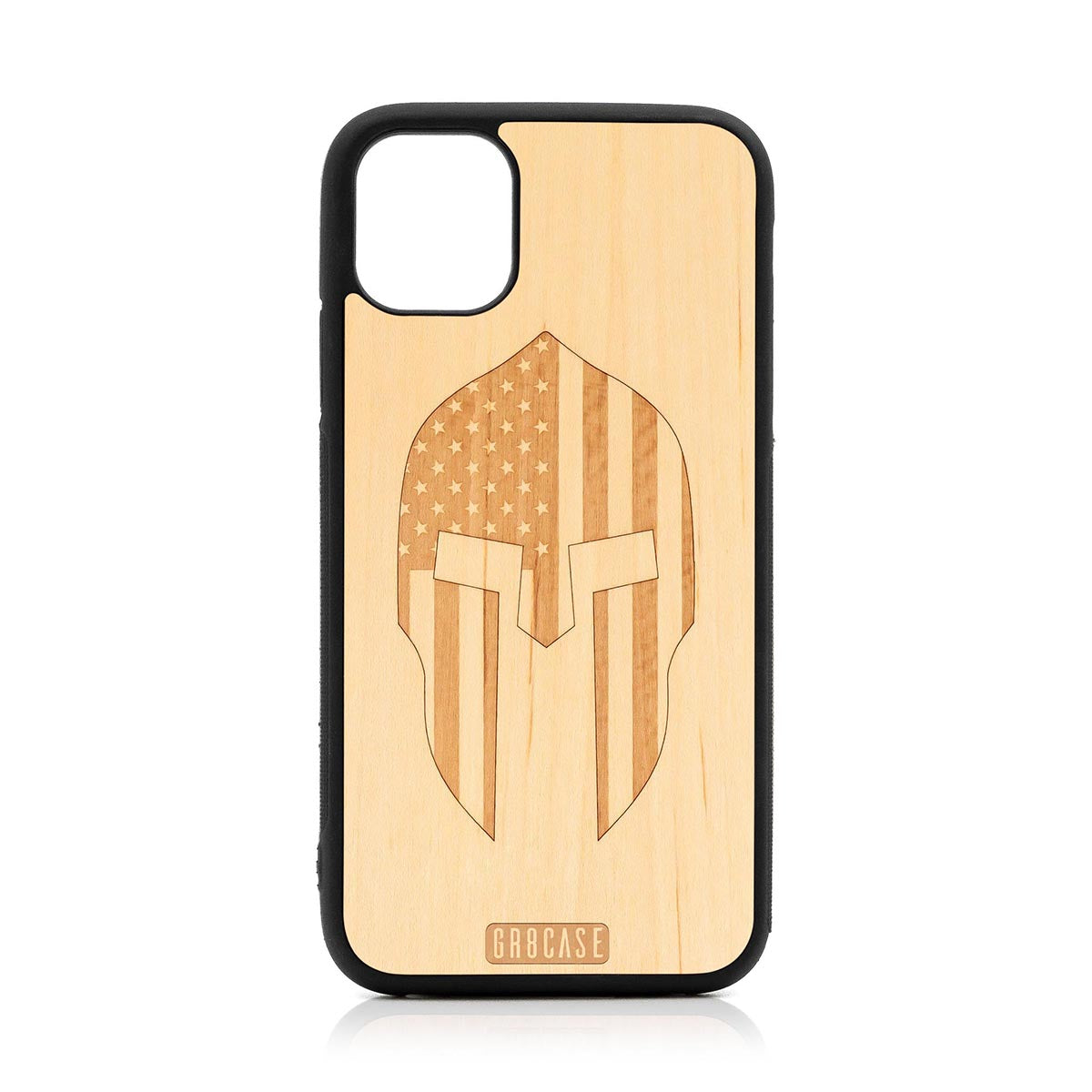 USA Spartan Helmet Design Wood Case For iPhone 11