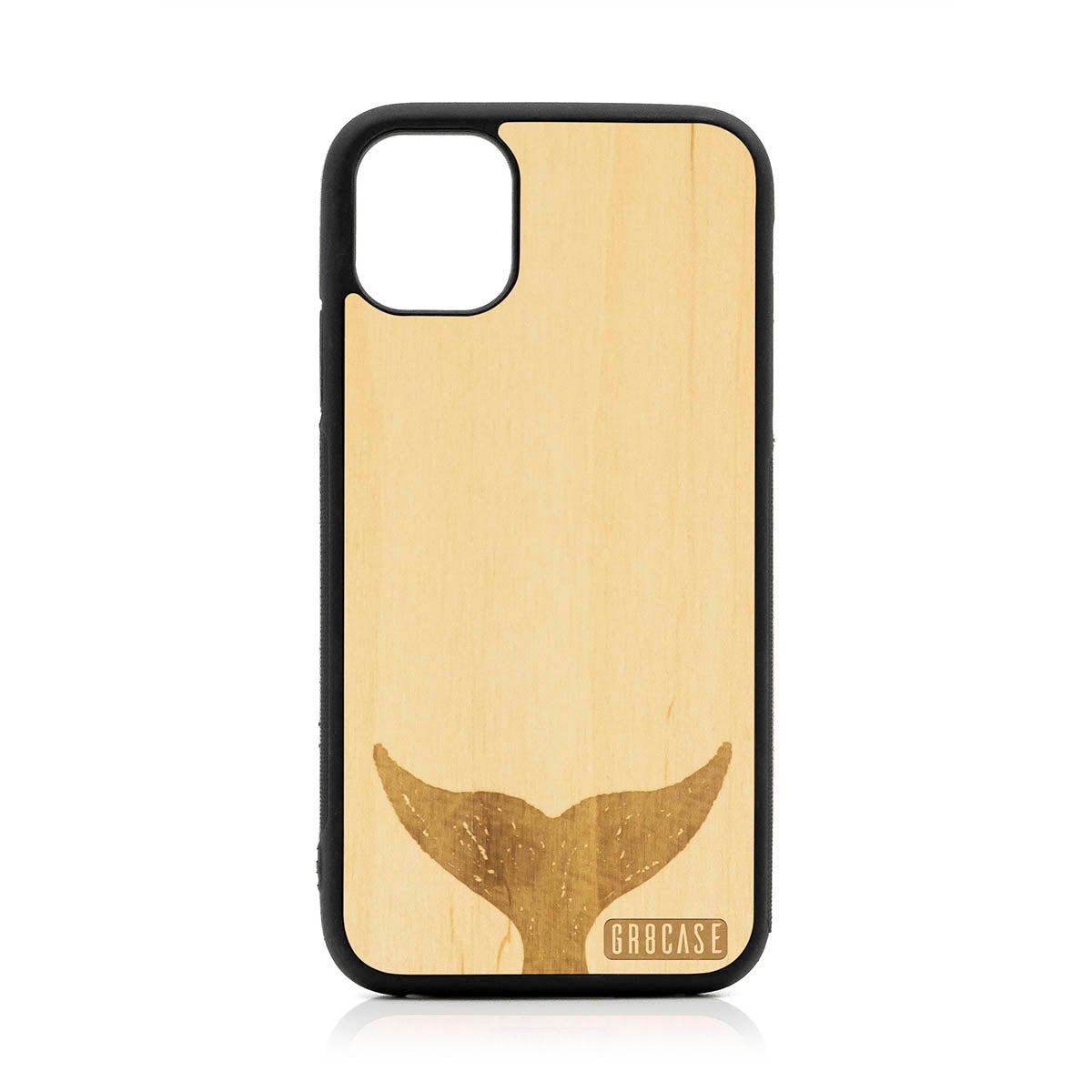 Whale Tail Design Wood Case For iPhone 11