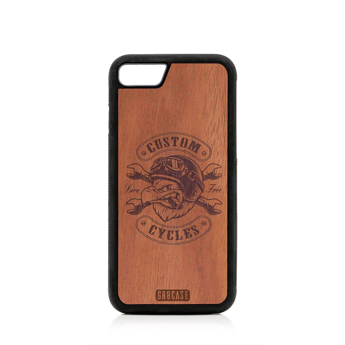 Custom Cycles Live Free (Biker Eagle) Design Wood Case For iPhone 7/8 by GR8CASE