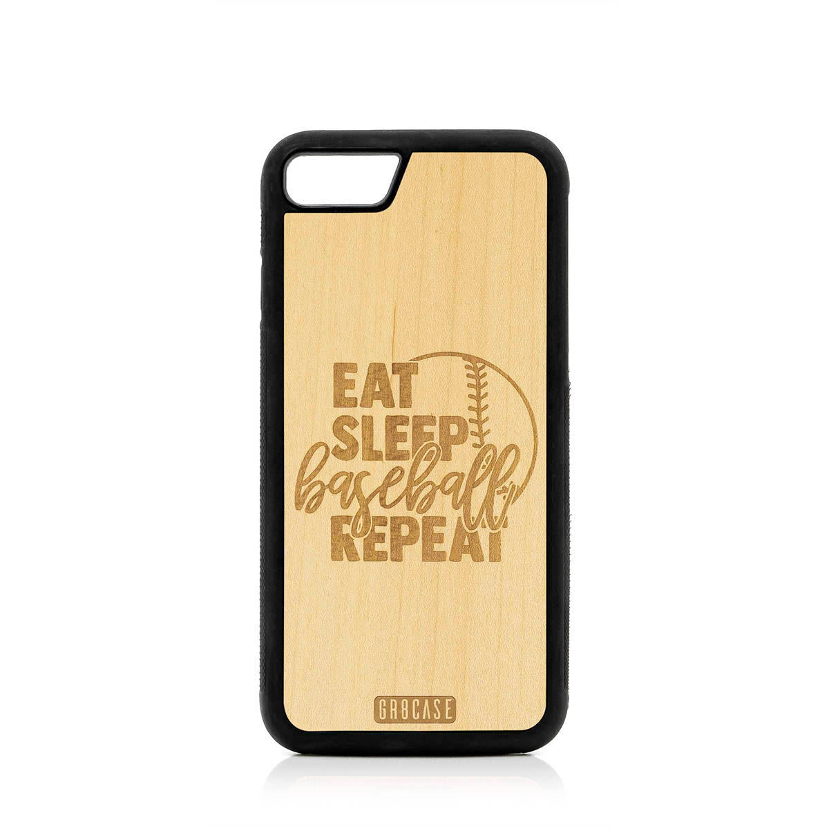 Eat Sleep Baseball Repeat Design Wood Case For iPhone SE 2020