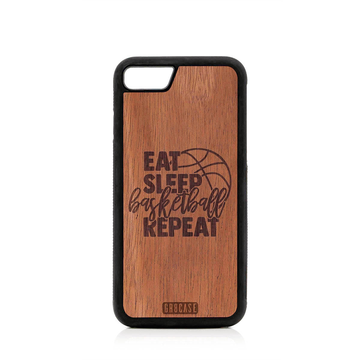 Eat Sleep Basketball Repeat Design Wood Case For iPhone SE 2020