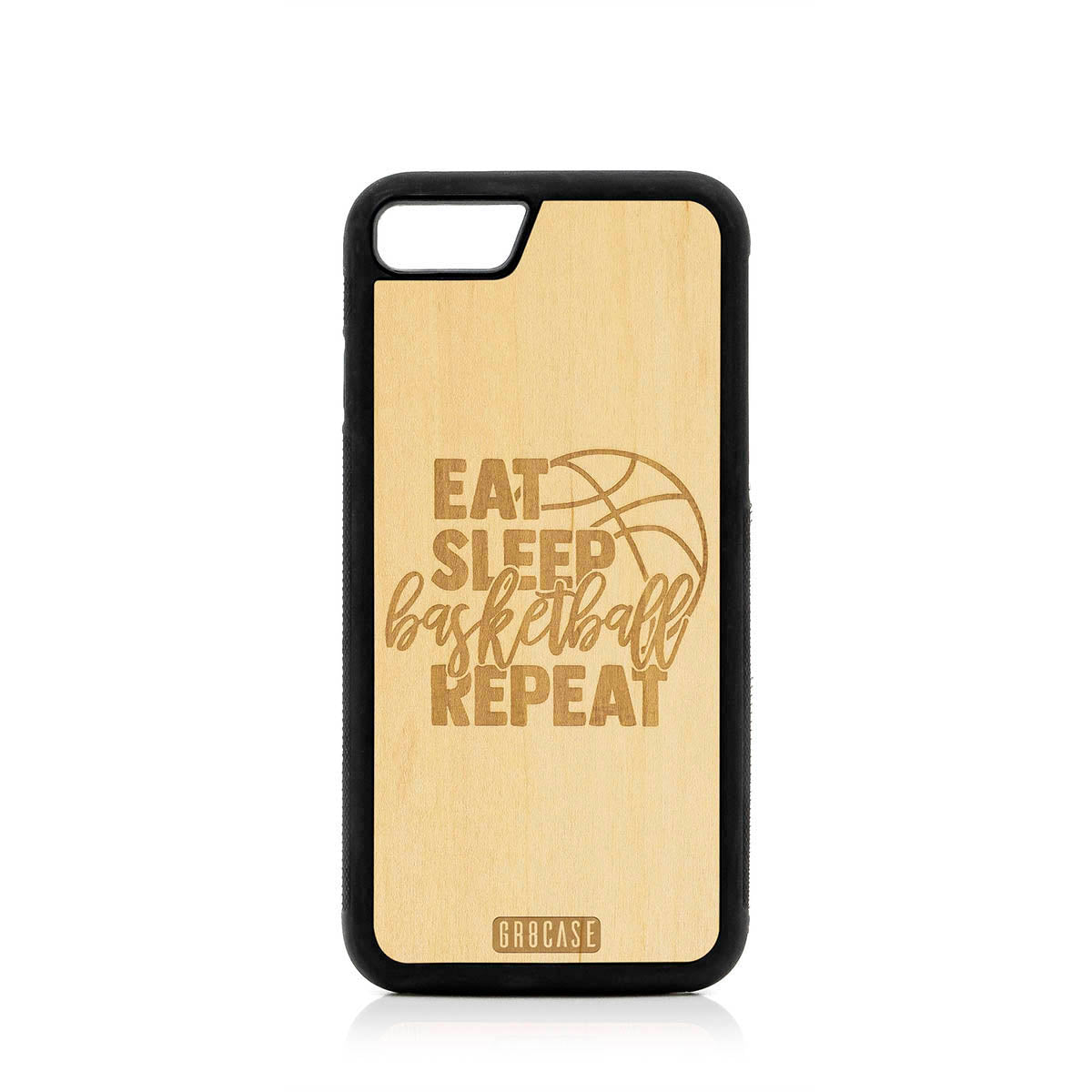 Eat Sleep Basketball Repeat Design Wood Case For iPhone 7/8