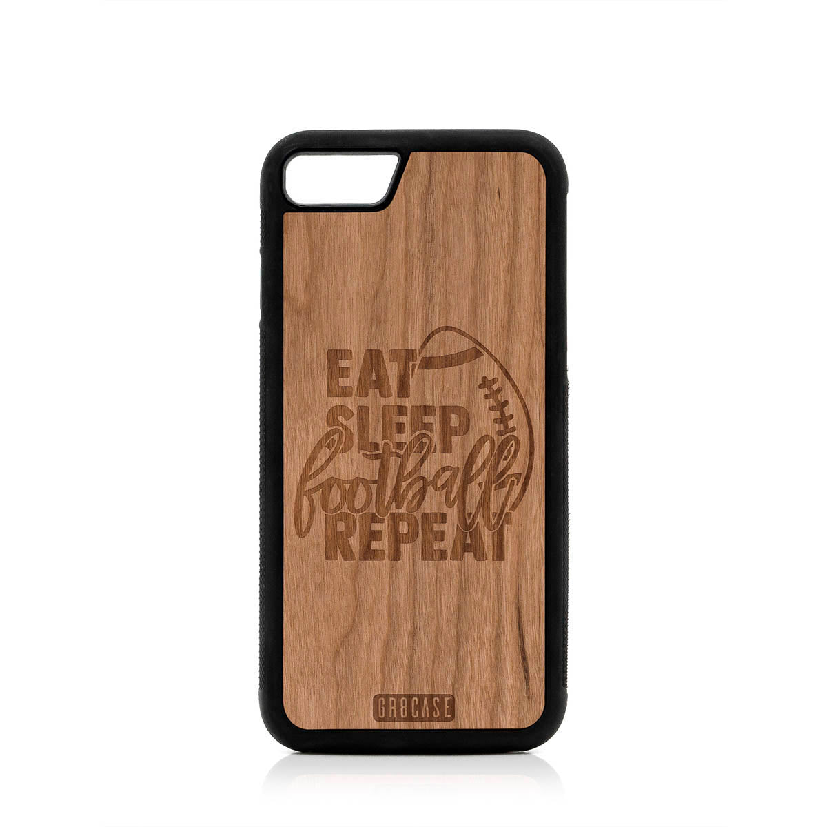 Eat Sleep Football Repeat Design Wood Case For iPhone 7/8