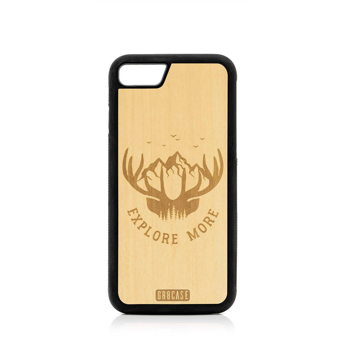 Explore More (Forest, Mountains &amp; Antlers) Design Wood Case For iPhone 7/8 by GR8CASE