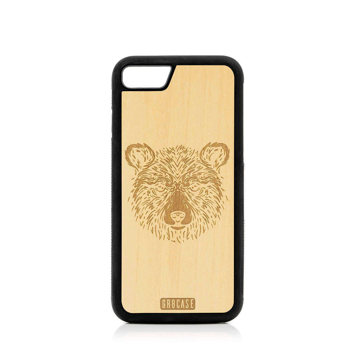 Furry Bear Design Wood Case For iPhone 7/8