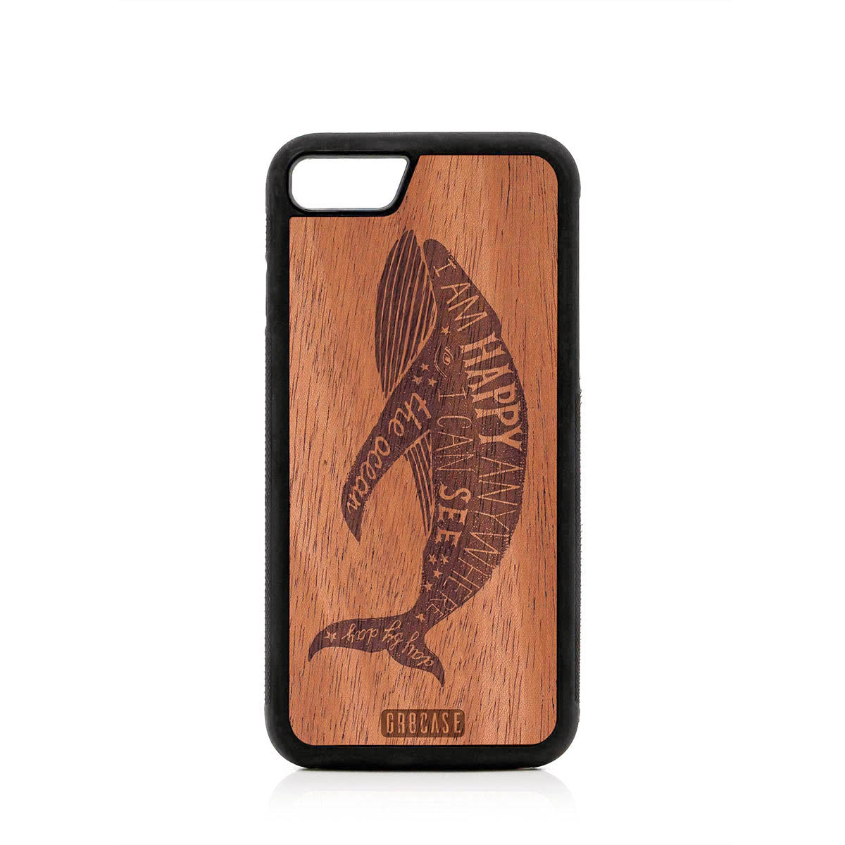 I'm Happy Anywhere I Can See The Ocean (Whale) Design Wood Case For iPhone SE 2020