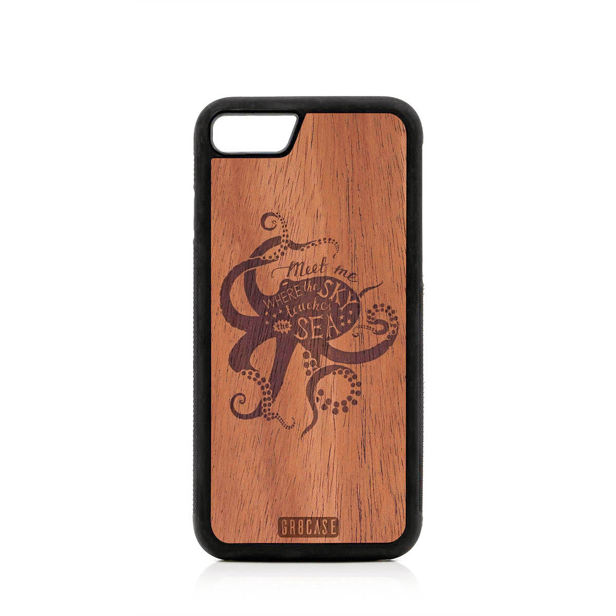 Meet Me Where The Sky Touches The Sea (Octopus) Design Wood Case For iPhone 7/8