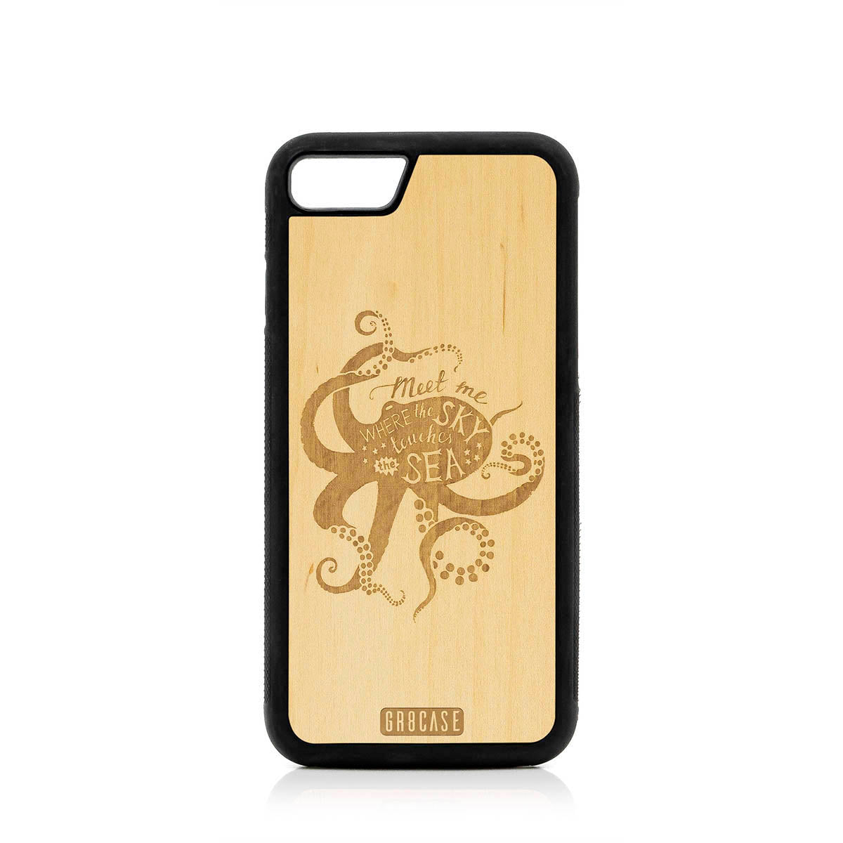 Meet Me Where The Sky Touches The Sea (Octopus) Design Wood Case For iPhone 7/8