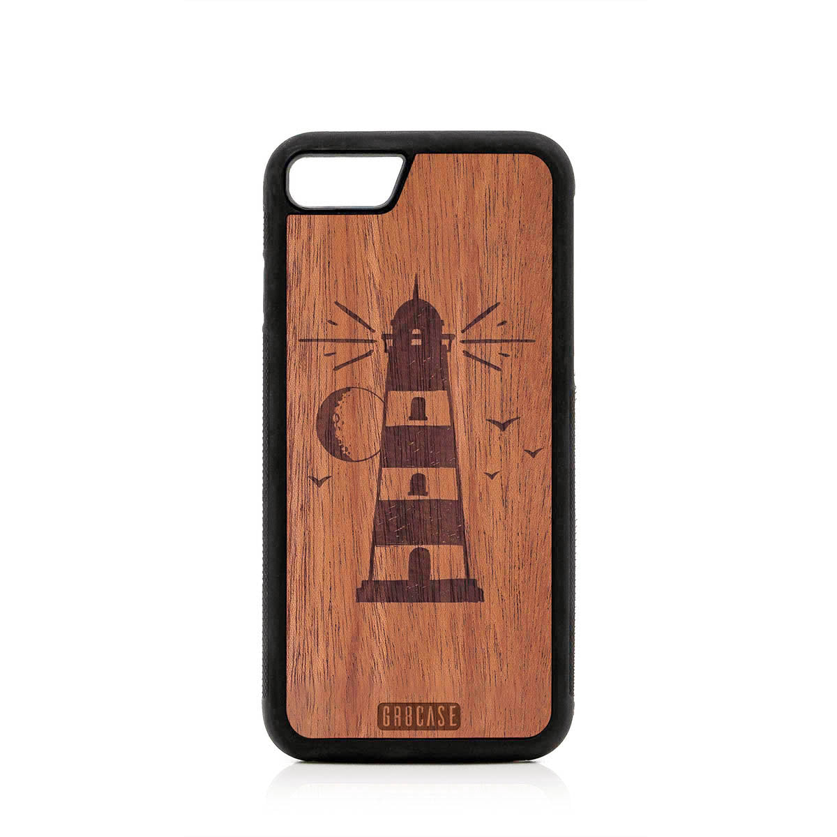 Midnight Lighthouse Design Wood Case For iPhone 7/8