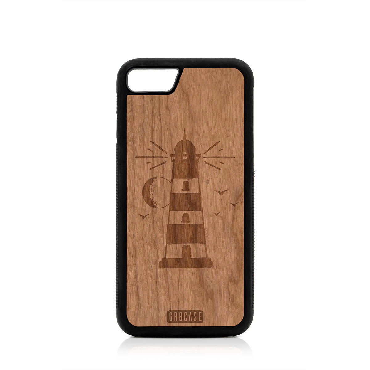 Midnight Lighthouse Design Wood Case For iPhone 7/8