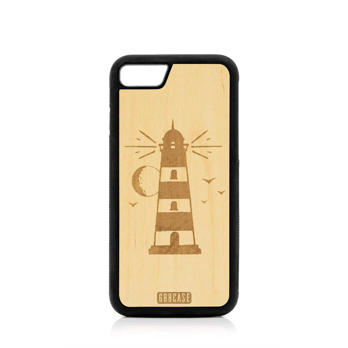Midnight Lighthouse Design Wood Case For iPhone 7/8