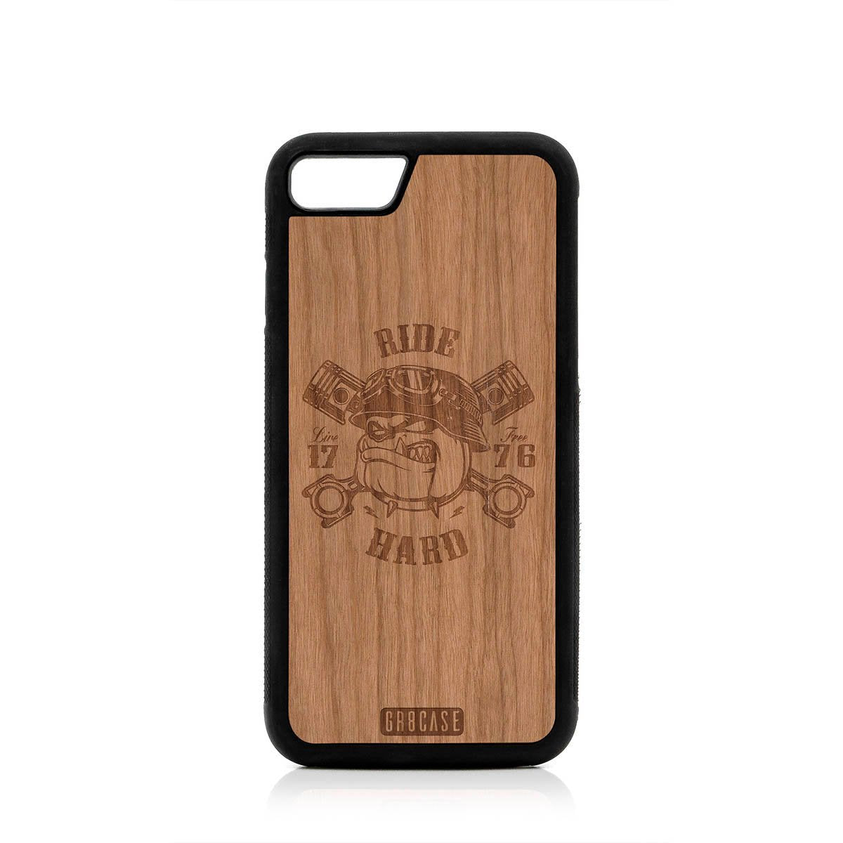 Ride Hard Live Free (Biker Dog) Design Wood Case For iPhone SE 2020 by GR8CASE