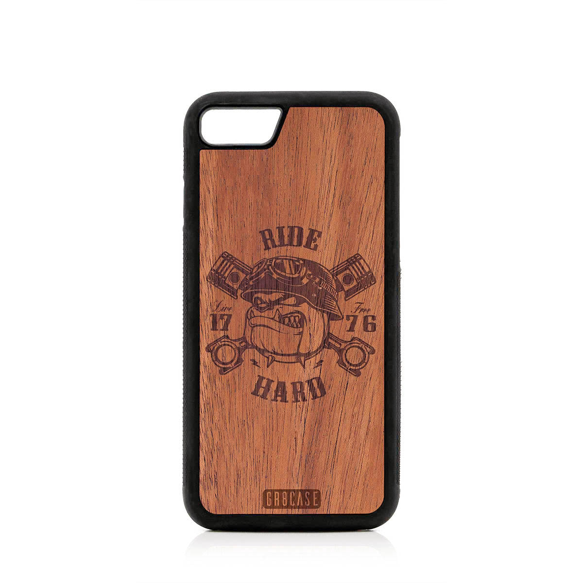 Ride Hard Live Free (Biker Dog) Design Wood Case For iPhone 7/8 by GR8CASE