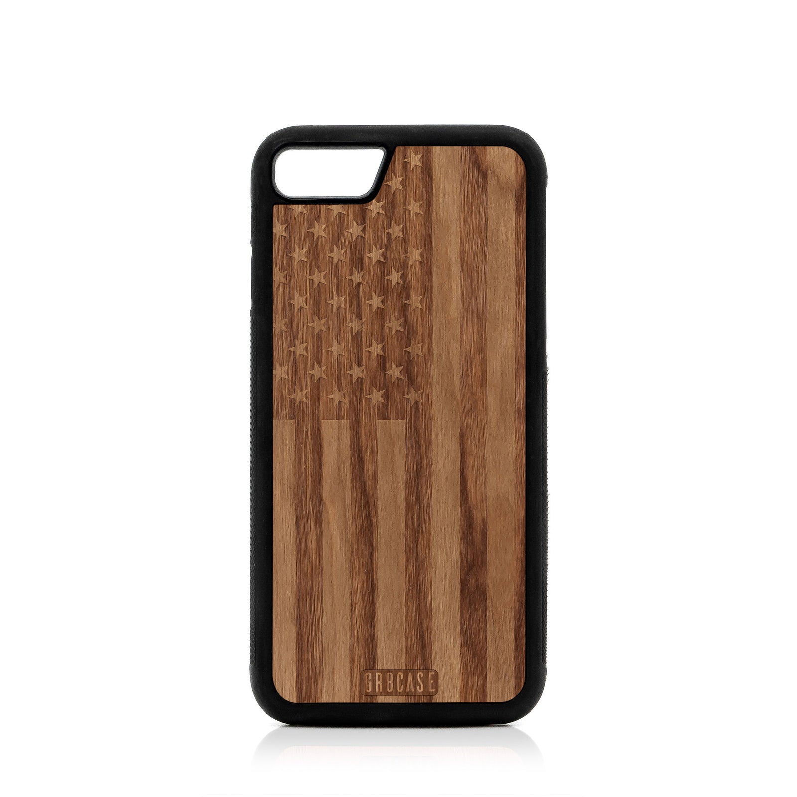USA Flag Design Wood Case For iPhone SE 2020