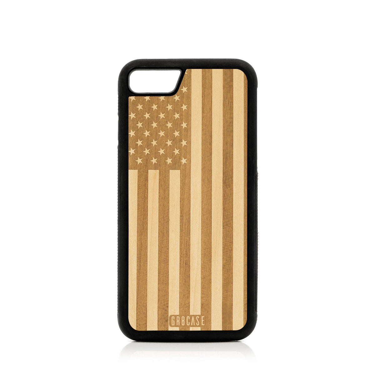 USA Flag Design Wood Case For iPhone SE 2020
