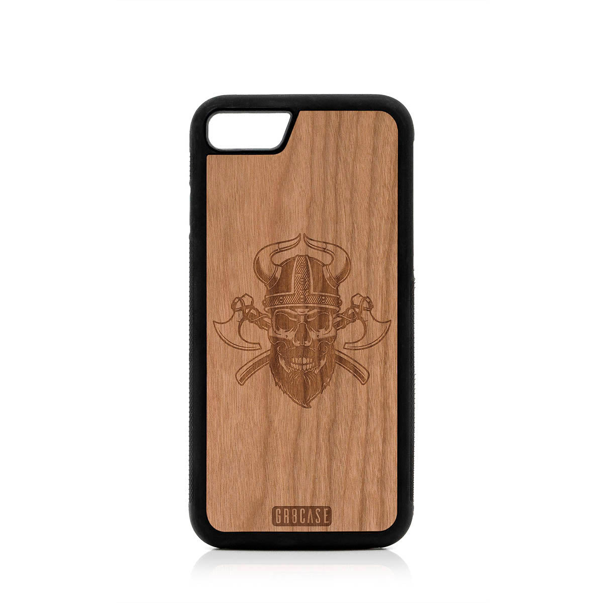 Viking Skull Design Wood Case For iPhone 7/8
