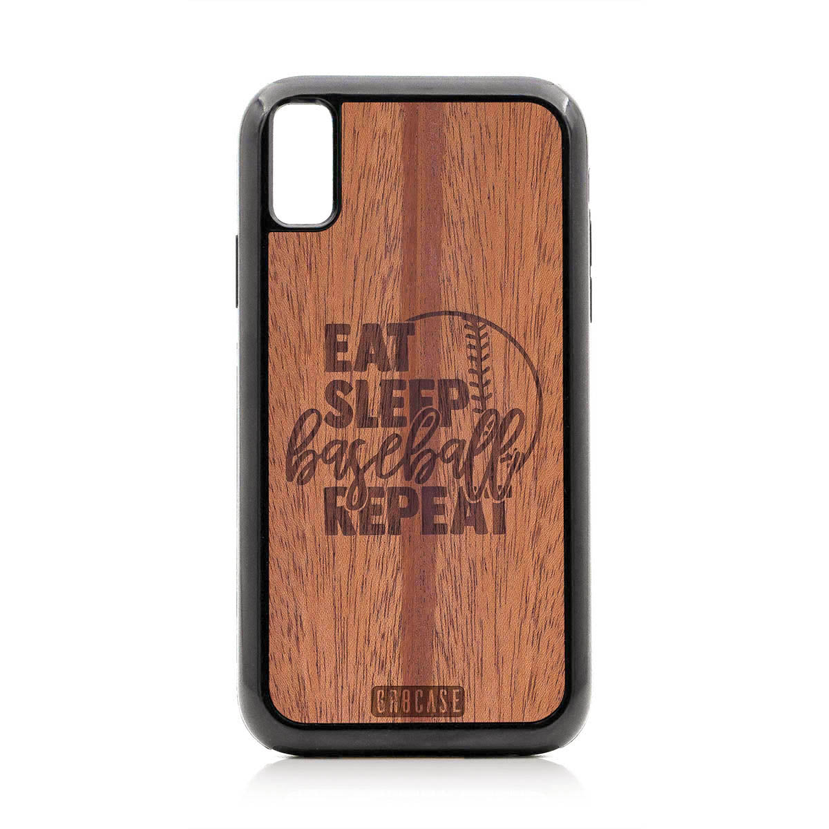 Eat Sleep Baseball Repeat Design Wood Case For iPhone XR