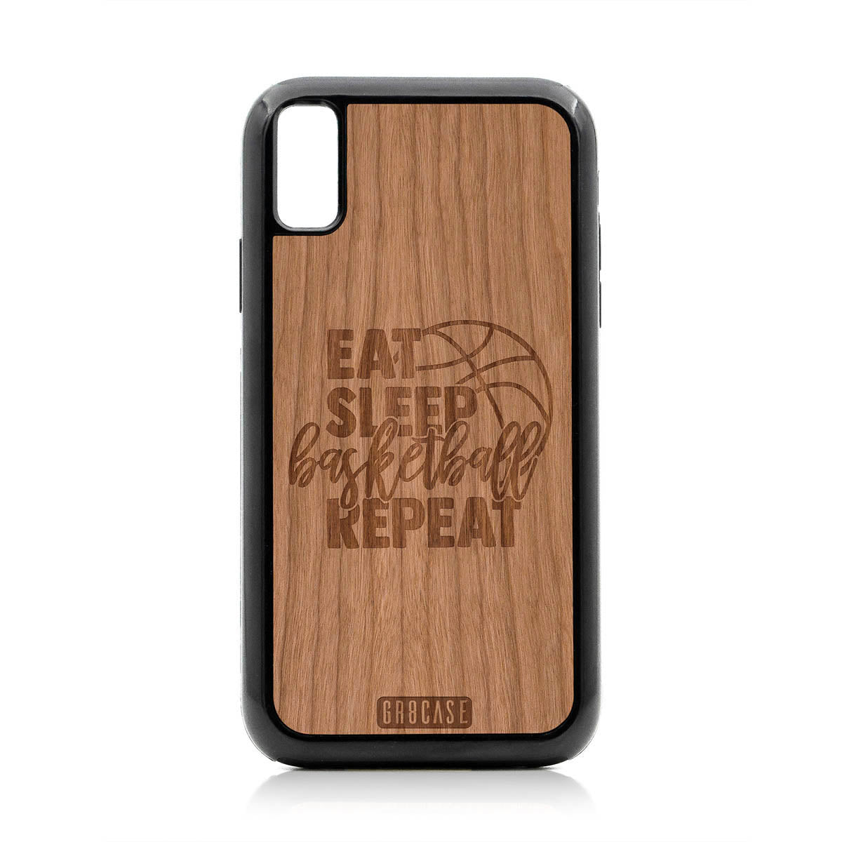 Eat Sleep Basketball Repeat Design Wood Case For iPhone XR