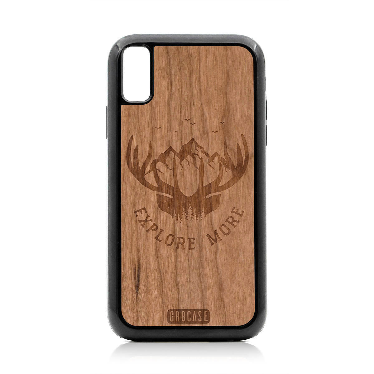 Explore More (Forest, Mountains &amp; Antlers) Design Wood Case For iPhone XR by GR8CASE