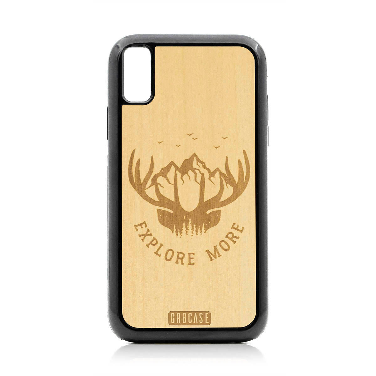Explore More (Forest, Mountains &amp; Antlers) Design Wood Case For iPhone XR by GR8CASE