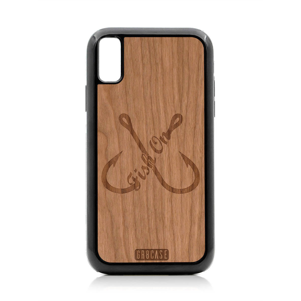 Fish On (Fish Hooks) Design Wood Case For iPhone XR by GR8CASE