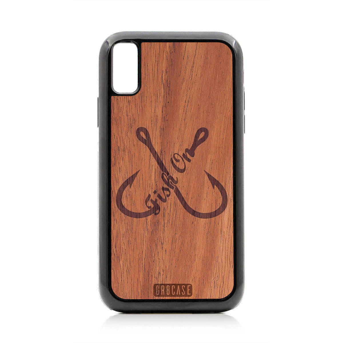 Fish On (Fish Hooks) Design Wood Case For iPhone XR by GR8CASE