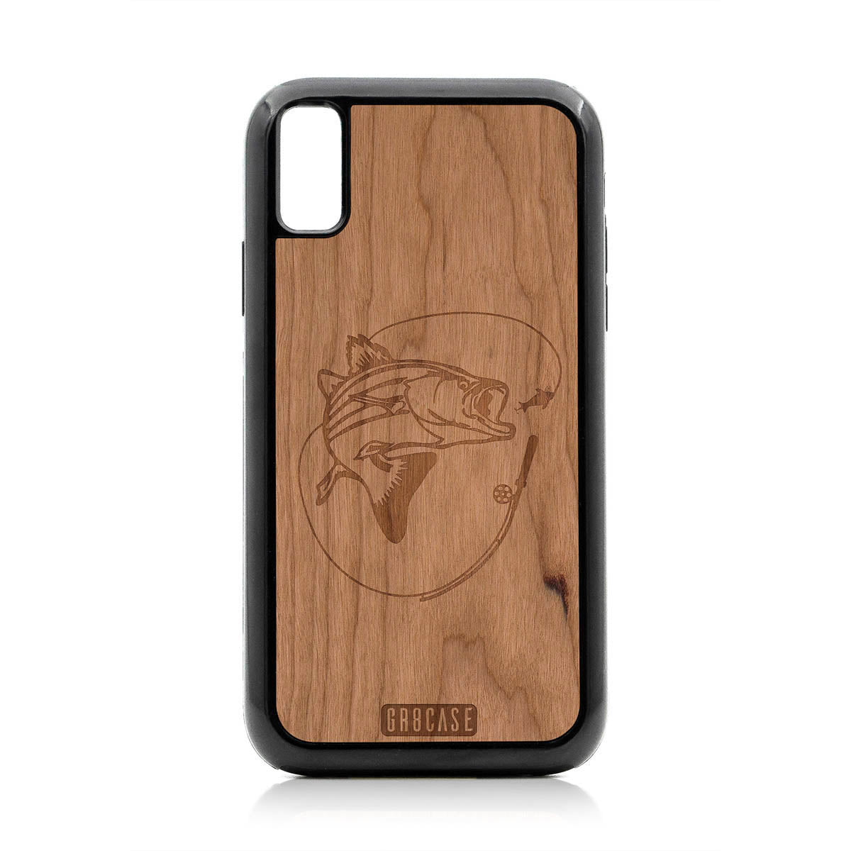 Fish and Reel Design Wood Case For iPhone XR by GR8CASE