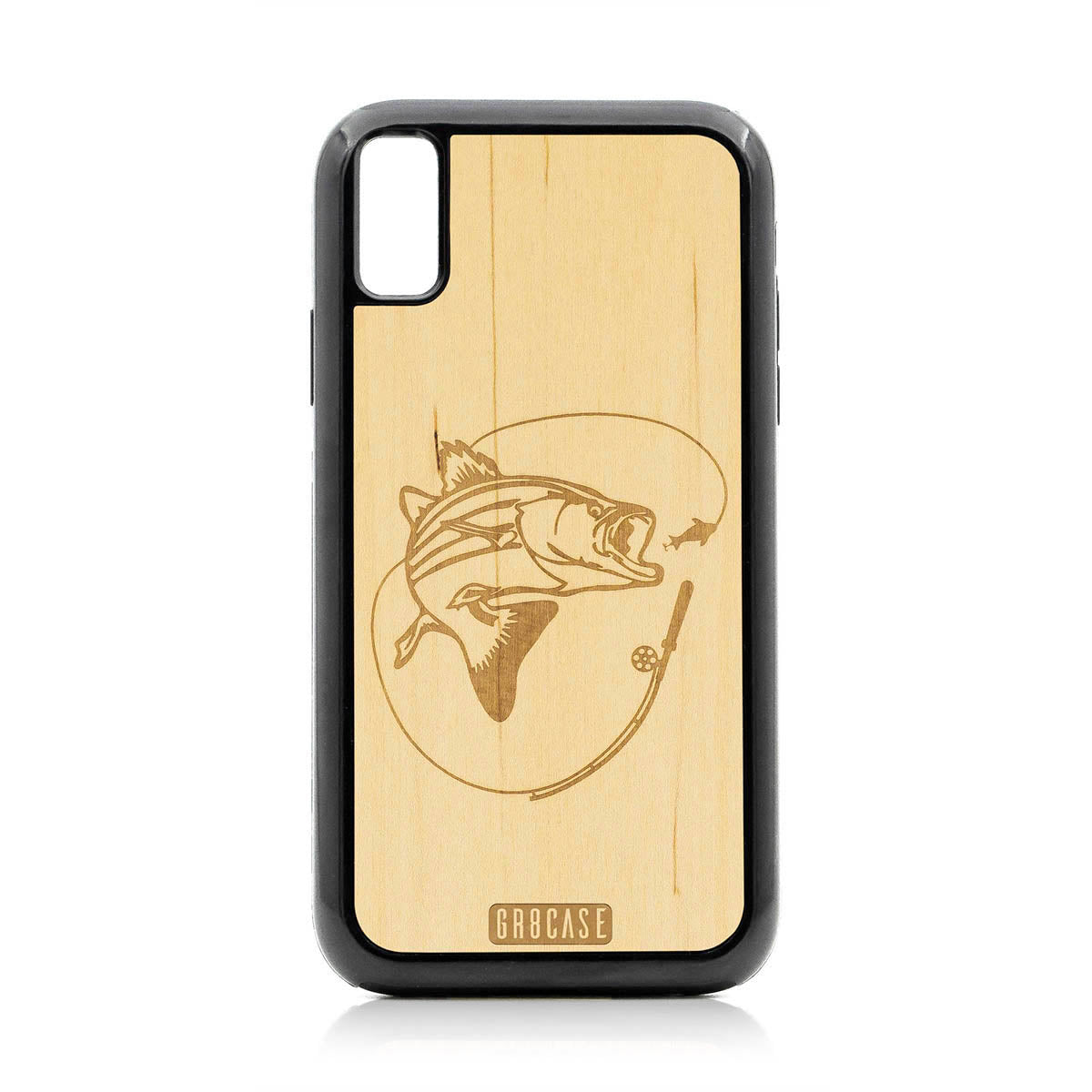 Fish and Reel Design Wood Case For iPhone XR by GR8CASE