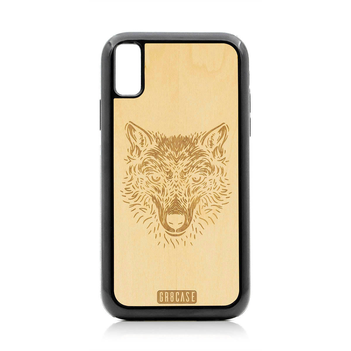 Furry Wolf Design Wood Case For iPhone XR