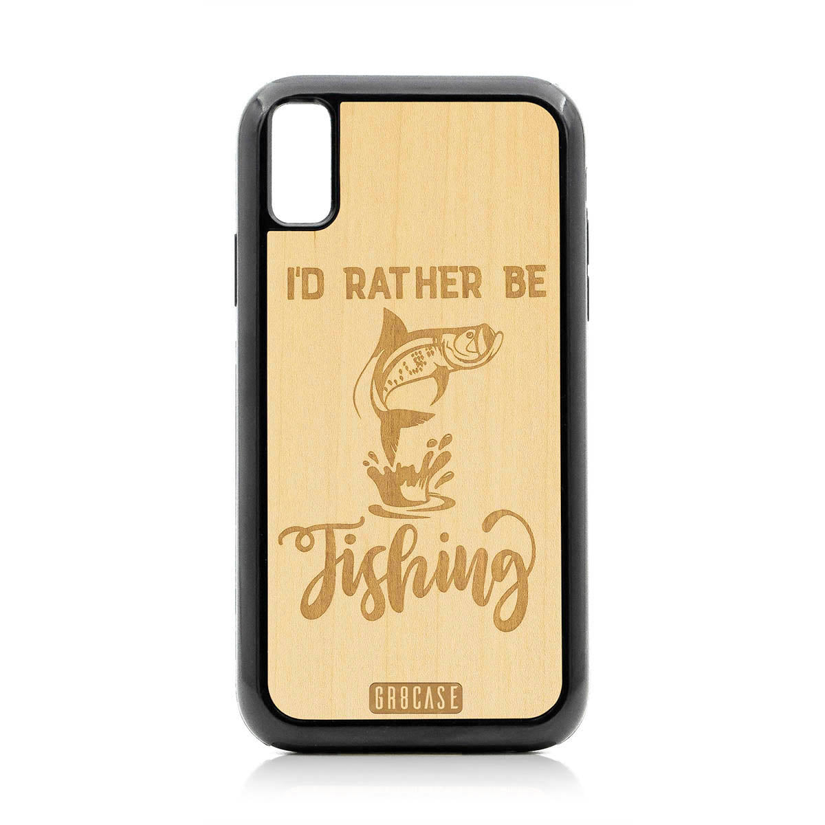 I&#39;D Rather Be Fishing Design Wood Case For iPhone XR