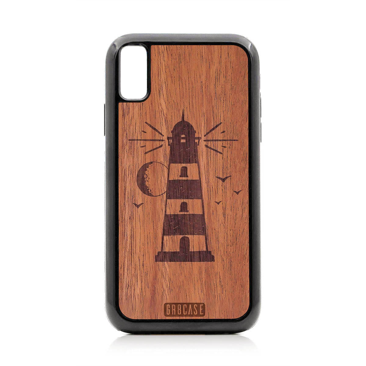 Midnight Lighthouse Design Wood Case For iPhone XR