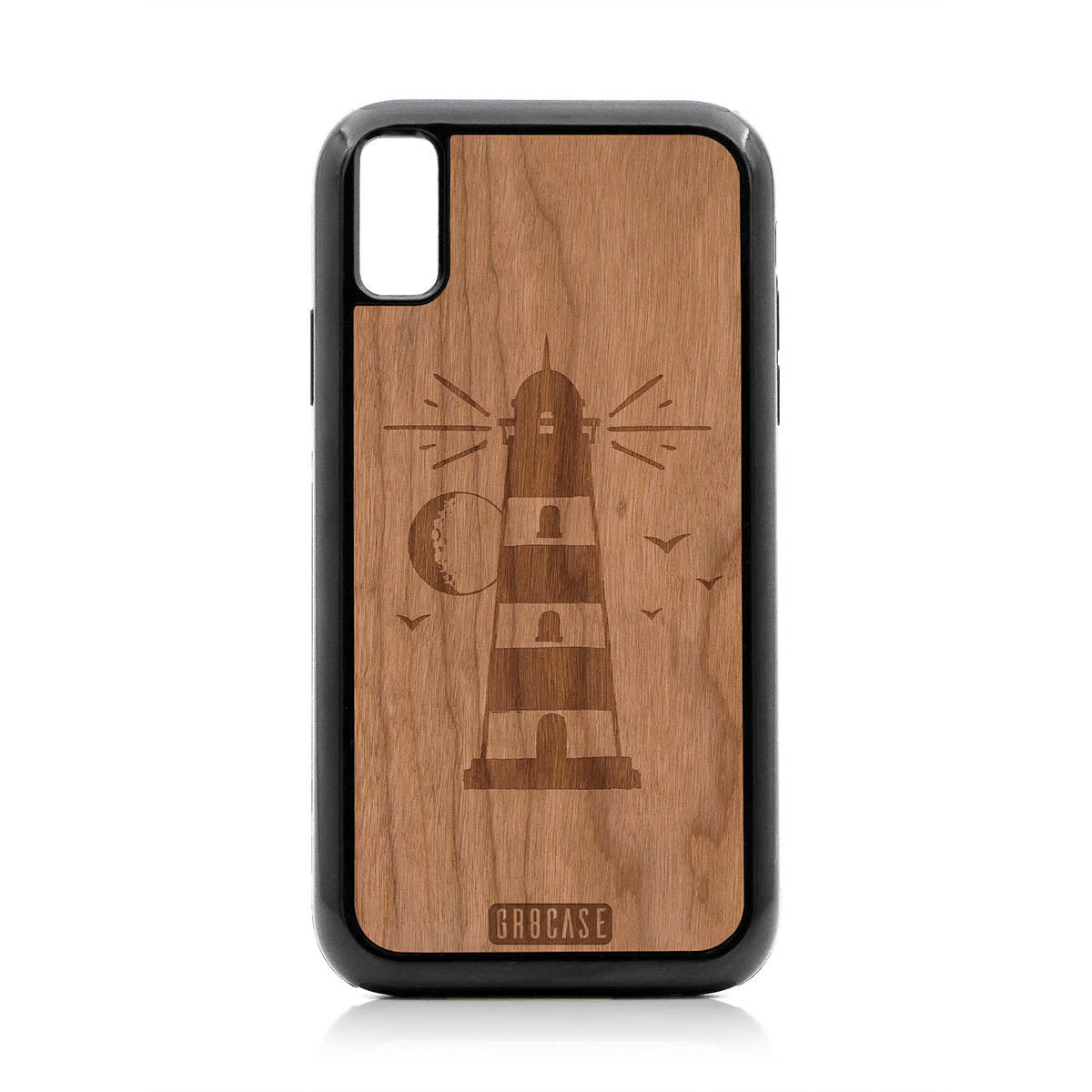 Midnight Lighthouse Design Wood Case For iPhone XR