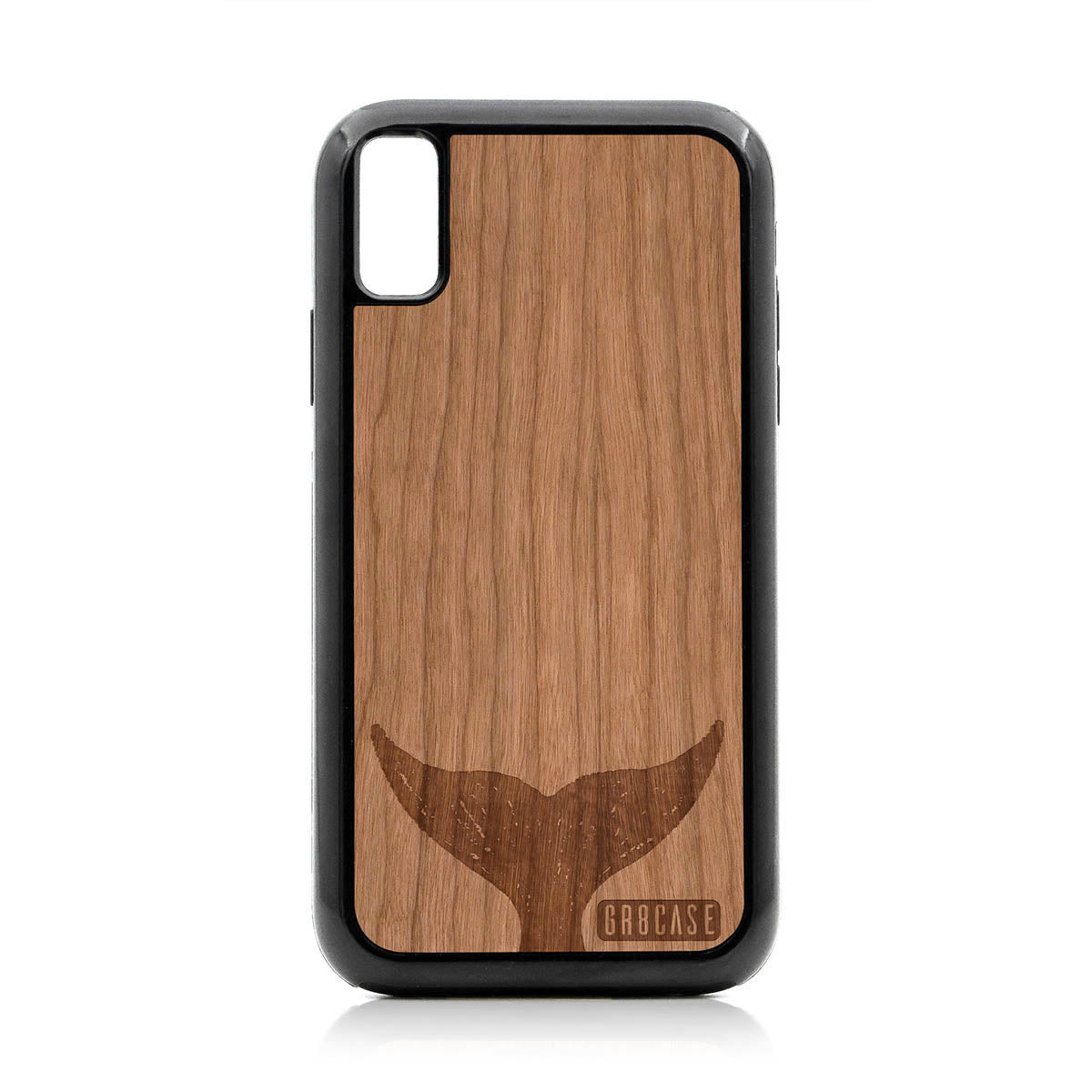 Whale Tail Design Wood Case For iPhone XR